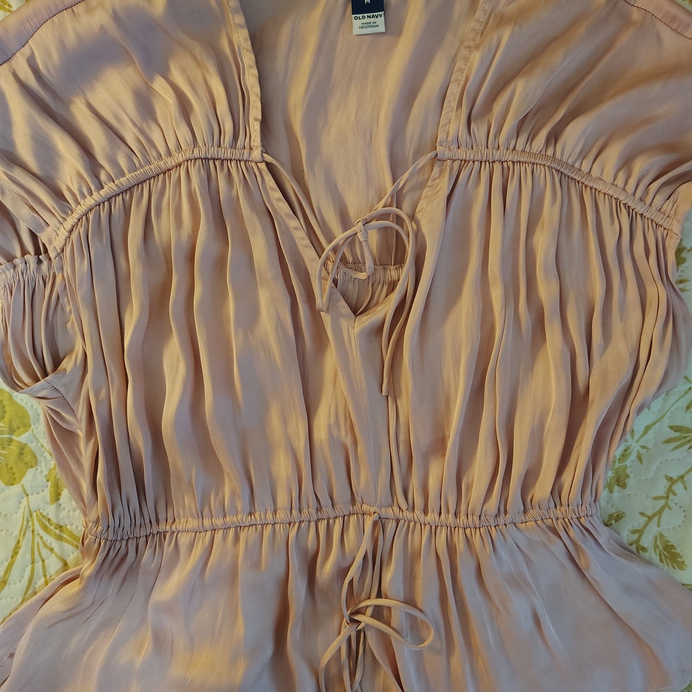 Old Navy Soft Blush Tie-Front Peasant Blouse
